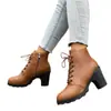 Botas de Moda de Tacón Grueso y Alto para Mujer, Estilo Nuevo de Otoño e Invierno, Punta Redonda, Cremallera Lateral, Tallas Grandes, Botas para Mujer de Comercio Exterior