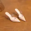 Sandalias destalonadas versátiles de punta fina para mujer, nueva colección de verano 2026, estilo francés, a la moda y adecuadas tanto para interiores como para exteriores, de tacón alto