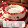 Pré-venda de Novo Produto Cama Redonda Vintage Autêntica de Renda com Babados Co-branded para Outono e Inverno, Cama Quente para Sono Profundo de Gato e Cachorro
