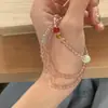 Nuevo Pulsera de Cristal de Fresa Natural Estilo Chino para Mujer, Ágata Roja, Cristal Rosa, Oro Amarillo, Luz de Luna Gris, Pulsera de Cristal de Calcedonia Verde