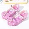 Sapatos de Cristal de Princesa para Meninas Sapatos de Primavera Kuromi Saltos Altos Infantis Moda Sapatos de Couro Infantis Sapatos de Performance