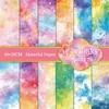 Papel Material Gradiente Aquarela Transfronteiriço, 24 Folhas de Céu Estrelado com Glitter Base para Diário Papel para Corte Artesanal, Papel com Fundo de Estrelas