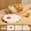 Fiambrera de Vidrio Xilekou para Trabajadores de Oficina, Fiambrera para Microondas, Bol Especial, Recipiente para Conservar Fresco, Fiambrera con Tapa y Compartimentos