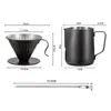 Juego de café pour-over para exteriores de acero inoxidable 304 con filtro de acero inoxidable, embudo de café blanco roto y accesorios totalmente de acero negro