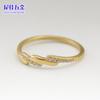 Anillo de acero inoxidable con forma de escalera de diamantes chapado en oro de 18 quilates para el dedo índice, personalizado con nicho de comida, de estilo coreano y taiwanés.