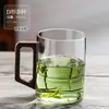Caneca de Chá com Filtro e Alça Lateral com Tampa Cabo de Madeira Separador de Chá Vidro Borossilicato Alto Cor Verde Opaco Caneca de Três Peças Fabricante