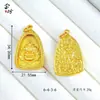 Colgante de Arena Dorada Loto Dios de la Riqueza con Relieve Grabado, Cobre Mate Electrochapado, Borla Vajra Chapada en Oro Estatua de Buda Collar Vintage