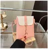 2026 nuevo bolso mini para teléfono, bolso de mujer de PU a la moda estilo coreano, bolso de hombro con bloques de color, bolso mini para teléfono