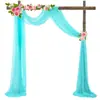 Decorações de Casamento Populares de Gaze Transfronteiriça para Arcos de Gramado ao Ar Livre, Cortinas de Arranjo de Casamento, Cortinas de Chiffon com Pérolas