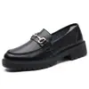 Zapatos Pequeños de Cuero Estilo Británico con Suela Gruesa para Mujer, Tacón Medio, Nuevo Modelo Primavera 2026, Tallas 33-40, Mocasines Gruesos de Cuero Genuino Estudiante para Mujer