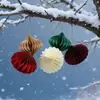Bolas de Papel Panal Transfronterizas con Bordes Dorados y Fijación Magnética para Decoraciones de Fiesta Navideña, Decoraciones de Panal de Papel Colgantes para Fiestas y Decoración del Hogar