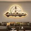 Salón de Preservación de la Salud de Medicina Tradicional China Belleza Imagen Cultural Fondo de Pared Pintura Decorativa Paisaje Baño Masaje Limpieza de Oídos Mural de Salón con Luces