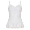 Desejo Puro Estilo Menina Gola Uma Linha Renda Renda Pequena Camisola Feminina Roupa de Verão Top com Design Franzido Feminino