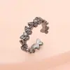 Anillo Europeo y Americano Retro de Doble Capa para Mujer Nicho Ins Cobre Micro-incrustado Zircón Aleta de Mariposa Ajustable Anillo Simple
