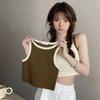 Camisola sin mangas con costuras nuevas de primavera y verano para mujer, ropa interior de moda, estilo extranjero, deportiva, ropa exterior, top corto Pure Wish para mujer.