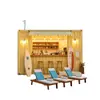 Bar de Playa de Moda Estilo Contenedor con Estilo Marinero, Terraza Panorámica, Barra Móvil y Zona de Comedor, Alojamiento para Acampar en Zona Turística