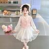 Traje de chaleco nuevo para niña estilo chino Primavera 2025 Nuevo vestido de estilo nacional para niña Falda de velo para niños Conjunto de dos piezas