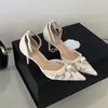 Sandalias de Tacón Alto Sexy con Corte, Malla, Perlas, de una Sola Correa y Punta Cerrada, Lujosas, Novedad Primavera/Verano 2026