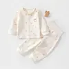 Conjunto de Algodón Puro para Bebé de Primavera y Otoño, Niños y Niñas Recién Nacidos, Artesanía sin Costuras Clase A, Conjunto de Dos Piezas de Ropa para el Hogar de Manga Larga