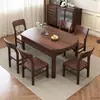 Juego de mesa y sillas de comedor de madera maciza de nogal negro norteamericano para casas pequeñas, adecuado tanto para comedor cuadrado como redondo, mesa de comedor plegable