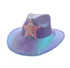 Spot Transfronteiriço Amazon Pera Fantasia Perolado Festa Estrela de Cinco Pontas Lantejoula Chapéu de Cowboy Ocidental Chapéu de EVA Chapéu Espacial