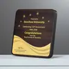 Tarjeta de autorización de madera maciza de fibra de carbono hecha medalla de madera de alta calidad placa de honor de distribuidor recuerdo para colgar en la pared