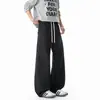 Calça longa masculina de corte oblíquo estilo americano, marca da moda, caimento clean, perna larga solta, calça casual reta, novo modelo 2026