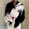 Comercio exterior europeo y americano Camisa de manga larga para hombre nueva de ocio personalidad retro impresión digital 3D camisa de talla grande ropa de hombre