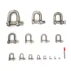 Grillete de Anilla en D de Acero Inoxidable 304/316 Conector de Anilla en D Hebilla de Acero para Cadena Anillo de Conexión Forma de Arco Desmontable Versión Extendida