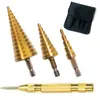 Juego de 10 Brocas Escalonadas con Cinco Filos para Chaflanar, Brocas para Carpintería, Brocas Escalonadas, Serie de Titanio Chapado en Oro