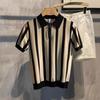 Verão malha masculina manga curta camisa polo estilo coreano slim-fit moda all-match casual lapela meia manga camisa base