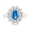 Mais vendidos do TikTok: Anel Flor de Gelo Colorida de Pedra Preciosa Corte Girassol Ovo de Pombo, Anel Super Brilhante em Formato de Ovo de Diamante de Alto Carbono, Entrega por Live Streaming
