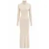 Vestido Largo de Punto de Cuello Alto para Mujer de Navidad y Año Nuevo amazon Vestido Elástico de Canalé Vestido para Fiesta Navideña
