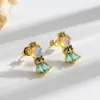 Pendientes de Tachuela Versátiles de Moda Simple de Nicho para Chica Dulce, Cola de Pez, Princesa, Incrustados de Circonita, Estilo Ins