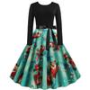 1131# Real tiro spot Amazon retro Hepburn estilo de Natal impressão costura manga comprida grande vestido balanço