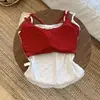 Camisola com estampa de bolinhas estilo coreano para mulheres, com bojo embutido, modelagem justa e um lindo detalhe nas costas