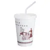 Vasos de Papel Desechables para Leche de Soya, Vasos Comerciales para Avena de Desayuno, Venta al por Mayor Personalizada con Tapa y Juego de Popote, Vasos de Leche de Soya Empaquetados