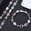 Collar de Joyería para Mujer con Gema de Color Hip-hop Caliente Transfronterizo Europeo y Americano, Pulsera para Hombre de Circonita Personalizada de Moda