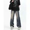 Jeans retro americanos de alta calidad con costuras para otoño e invierno, para hombre, holgados, estilo callejero, pierna ancha, caída, rectos, pantalones