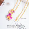 Puzuo Retención de Color Fuerte Color Arena Dorada Palabras Auspiciosas Zodiaco Oveja Collar Estilo Chino Atraer Riqueza y Bendiciones Año de la Oveja Carpa Cadena para la Clavícula