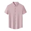Camisa de Verano Transpirable con Patrón de Nailon, Manga Corta, Lujo Ligero Casual de Negocios, Antibacteriana, Camisa Polo con Cuello de Solapa