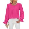 Amazon Europa e Estados Unidos comércio exterior transfronteiriço 2024 outono e inverno nova cor sólida em torno do pescoço solto manga comprida chiffon top base camisa