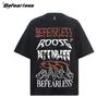 Estilo Americano Carta Retrô Masculino e Feminino Camiseta de manga curta Verão Nova Marca de Moda High Street Wash-up Old Loose Couple Top