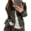 Estilo Coreano 2025 Otoño e Invierno Nuevo Deportivo Bordado Manga Larga Cuello Redondo Reductor de Edad Cardigan de Punto Estilo Perezoso Suéter para Mujer