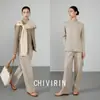 Camiseta Pulóver con Abertura Estilo Niche Inspirado en el Diseño para Mujer, Modelo Básico Primavera Temprana 2026, Prenda Exterior Sencilla para Superponer Color Avena