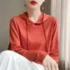 Sudadera casual holgada de algodón puro para mujer, suéter de punto para primavera y otoño, versátil y adelgazante, adecuado como prenda exterior o como capa base