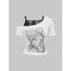 Ins Transfronteiriço Tendência Europeia e Americana Transfronteiriça Verão Nova Moda Estampa Gótica Terno de Camiseta de Manga Curta Feminina Atacado
