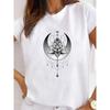Camiseta de Talla Grande con Nuevo Patrón Geométrico Europeo y Americano Estampada Una Pieza Camiseta Base Casual con Letras Manga Corta para Mujer