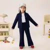 Roupas infantis, looks pai e filho, conjunto de moletom de primavera para meninas, jaqueta curta com zíper estilosa estilo coreano para bebês meninas, moderno