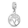 Anillo Colgante de Cobre con Incrustaciones de Circonita Modelo Nuevo 2026 Árbol de la Vida Hueco Elegante Accesorio para Pulsera DIY Joyería
